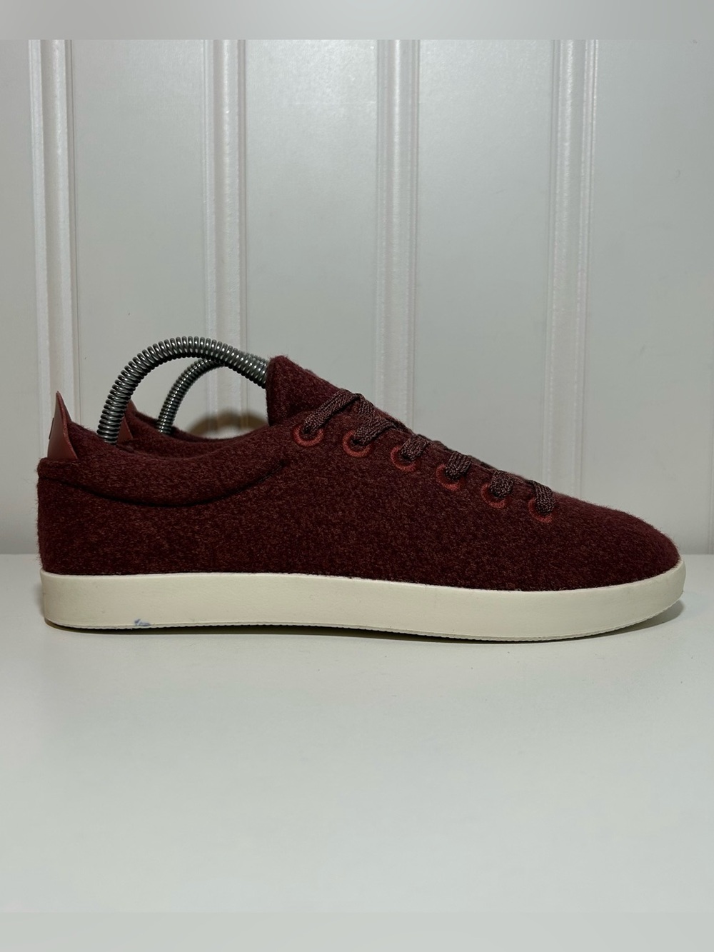 allbirds wp Burgundy Wool piper with White Sole